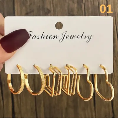 Fashion Hollow Heart Stars Earrings Set